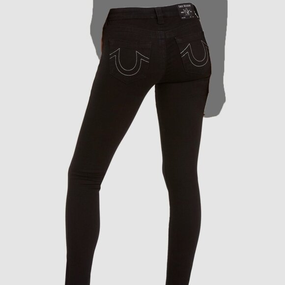 True Religion Denim - True Religion Women's Black Hallie  Mid Rise Super Skinny Jean Size 30